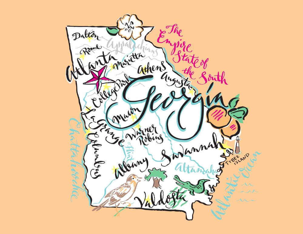 Georgia Map Folded Note