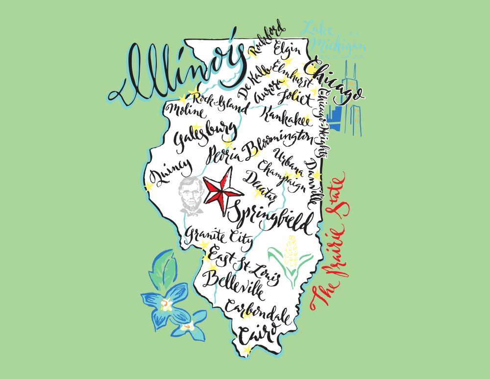 Illinois Map Folded Note