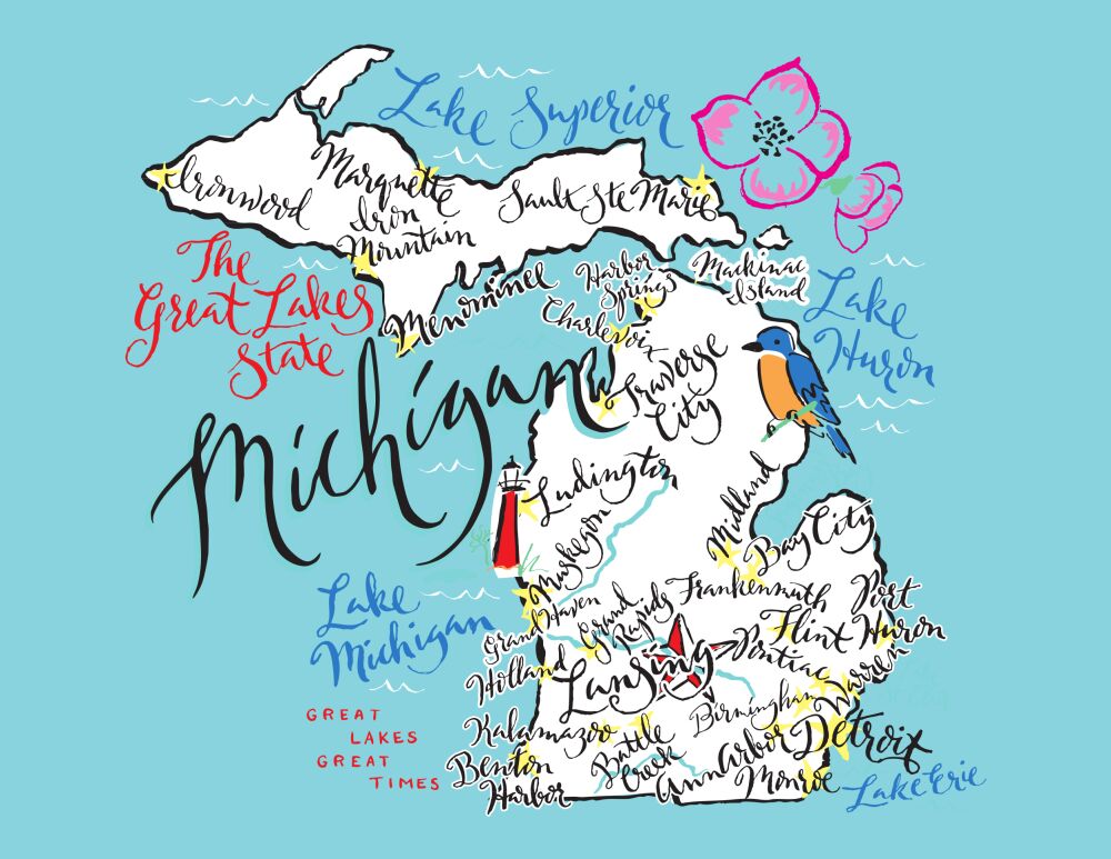 Michigan Map Folded Note