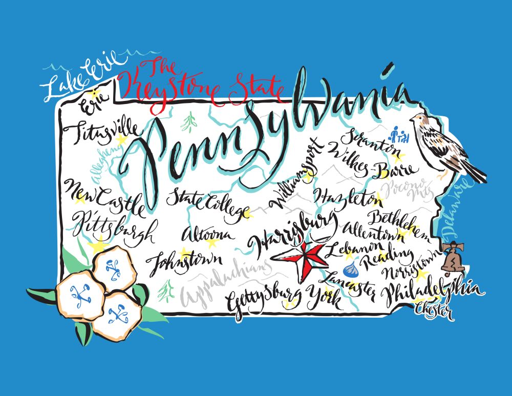 Pennsylvania Map Folded Note