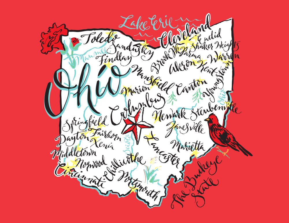 Ohio Map Folded Note