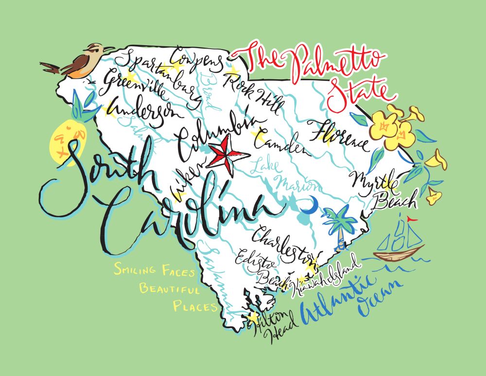 South Carolina Map Folded Note