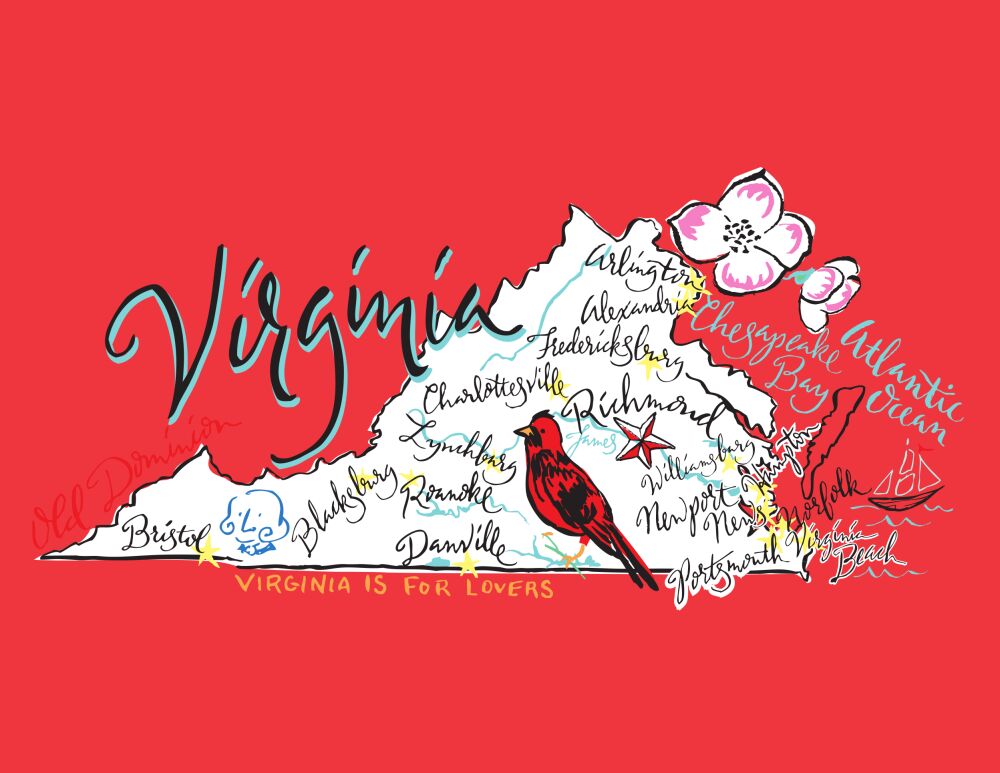 Virginia Map Folded Note