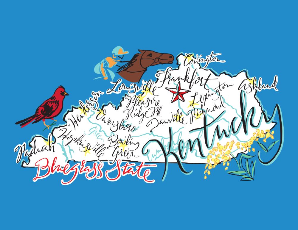 Kentucky Map Folded Note