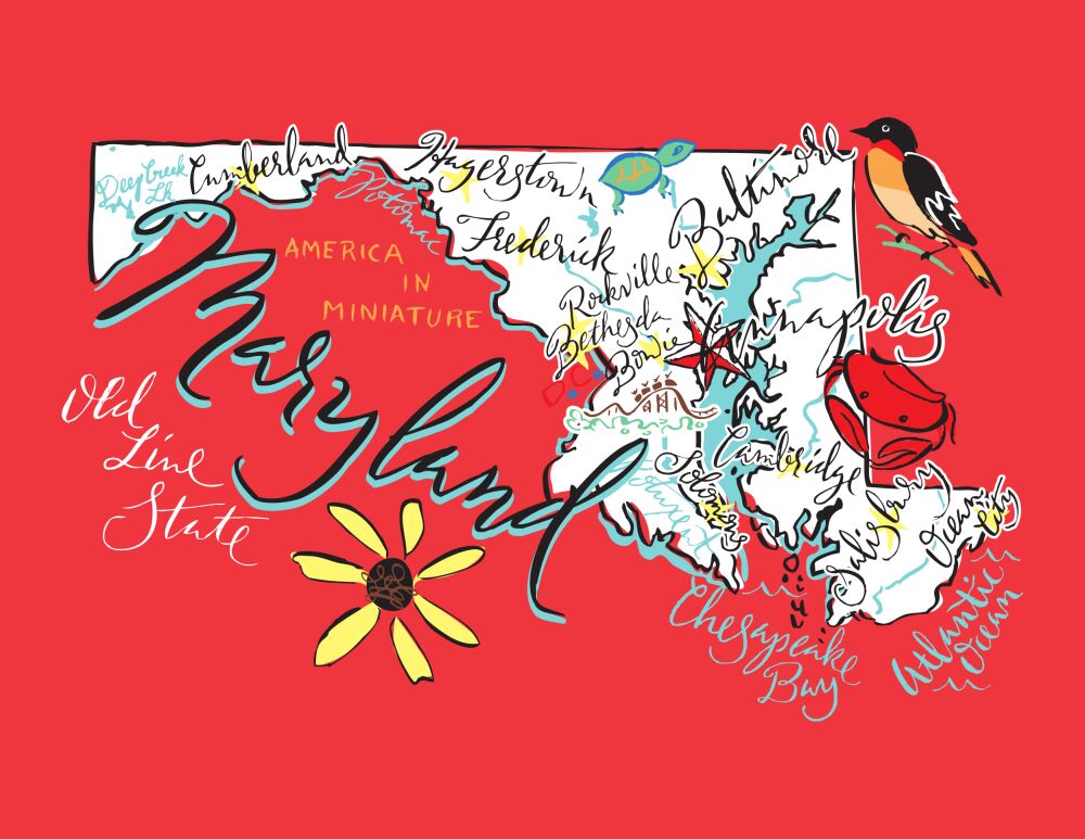 Maryland Map Folded Note