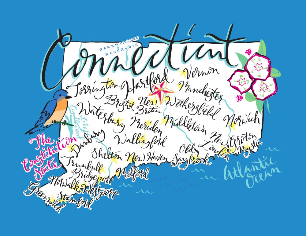 Connecticut Map Folded Note