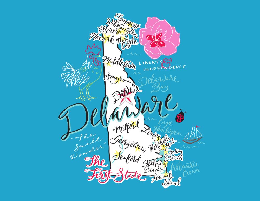 Delaware Map Folded Note