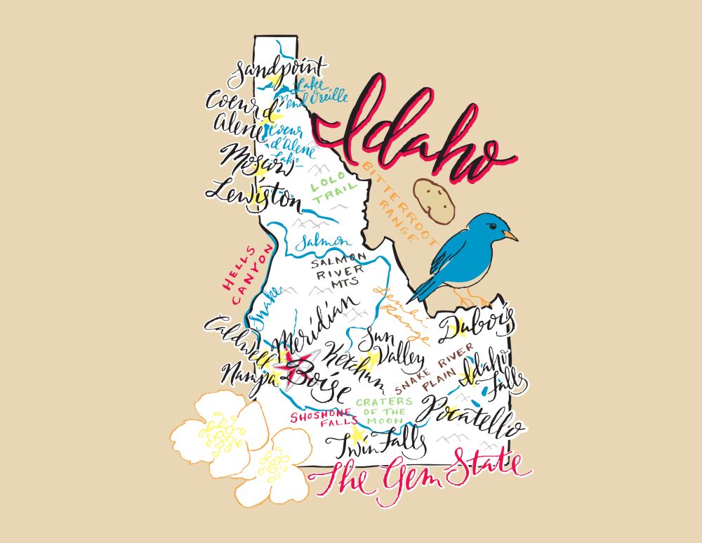 Idaho Map Folded Note