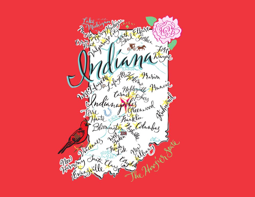 Indiana Map Folded Note
