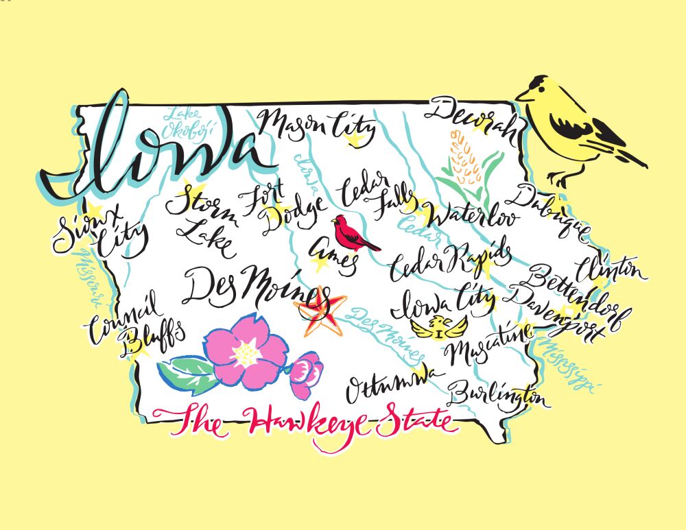 Iowa Map Folded Note