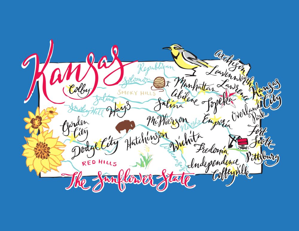 Kansas Map Folded Note