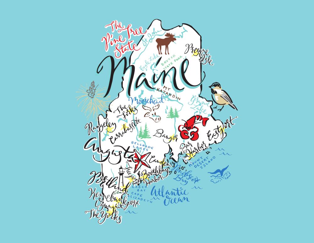 Maine Map Folded Note