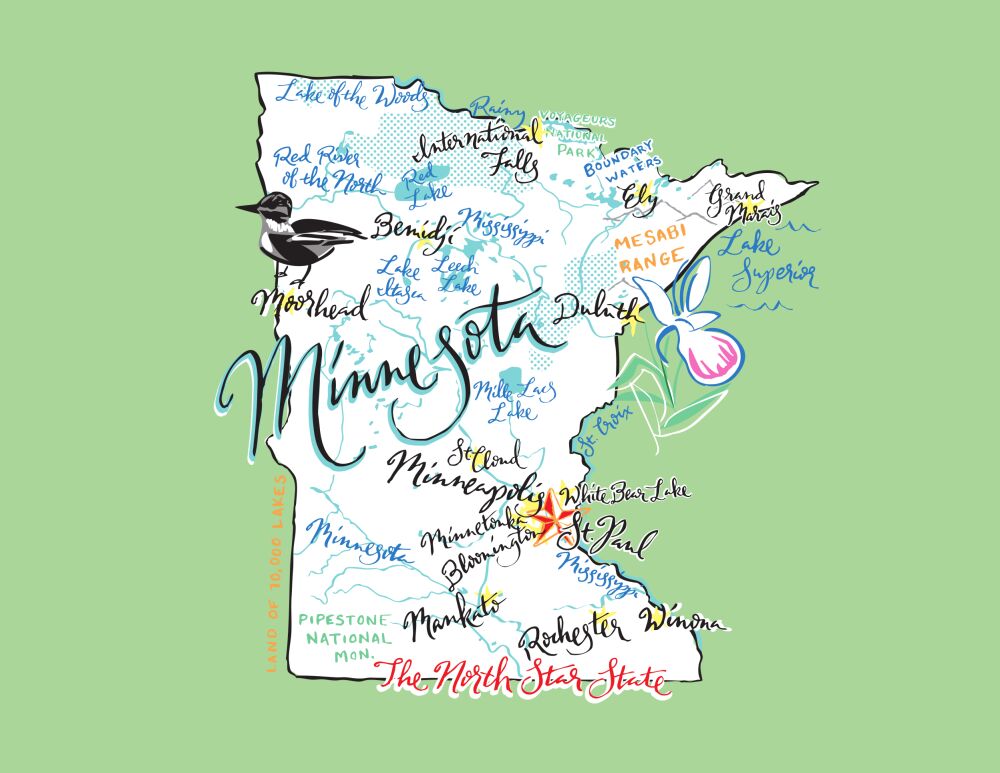 Minnesota Map Folded Note