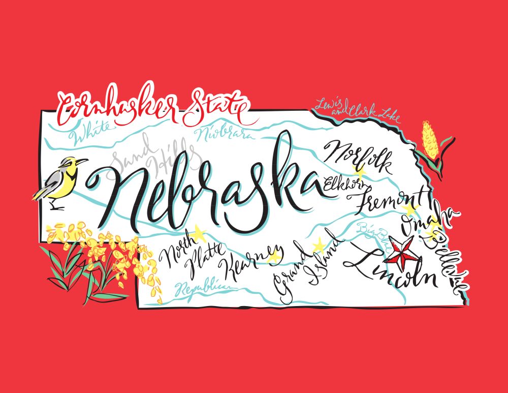 Nebraska Map Folded Note