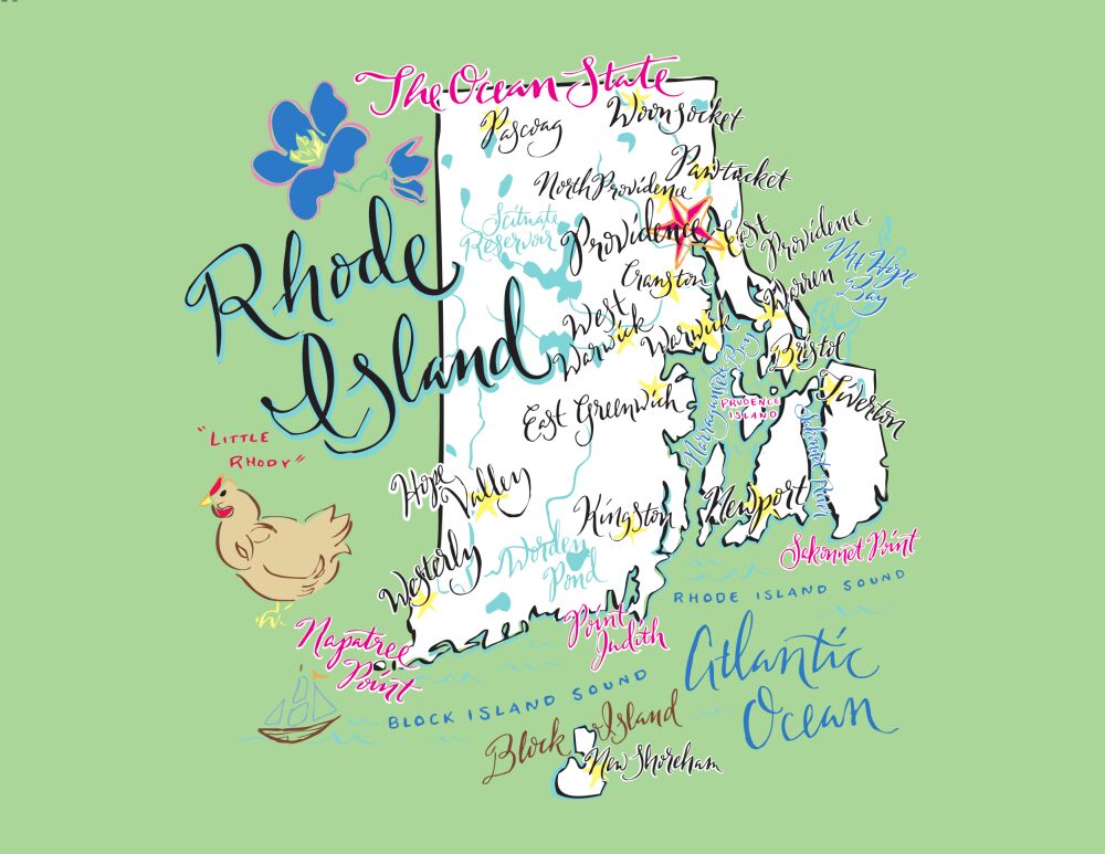 Rhode Island Map Folded Note