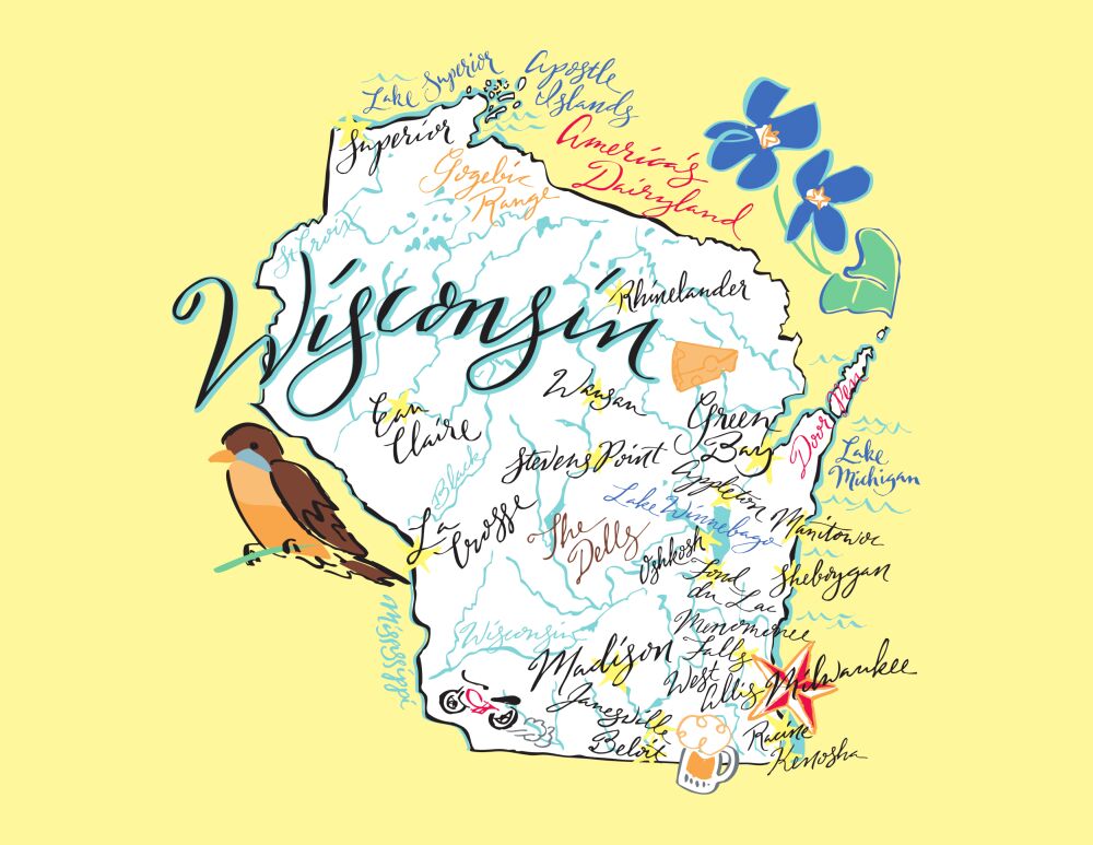 Wisconsin Map Folded Note
