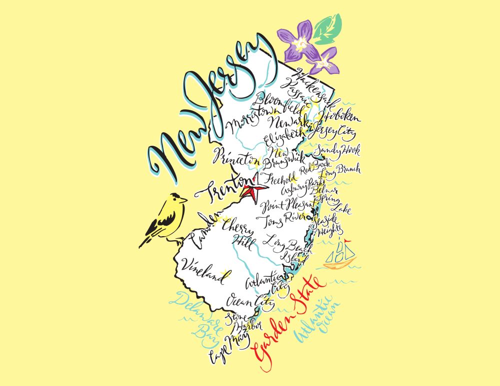 New Jersey Map Folded Note