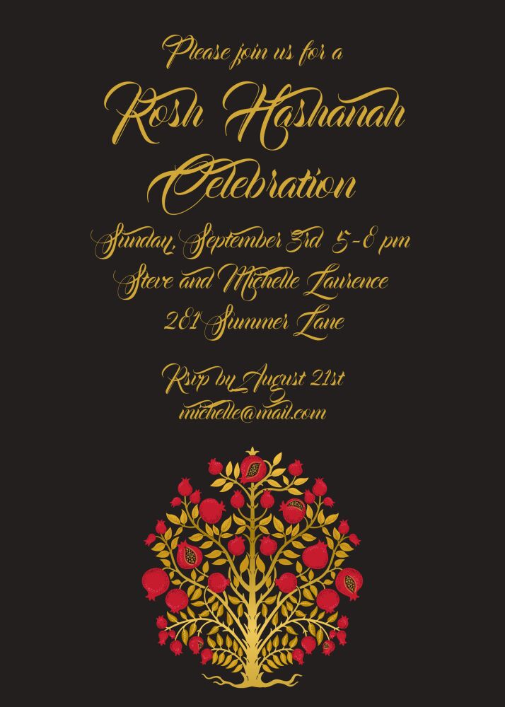 Red & Gold Tree of Life Invitation
