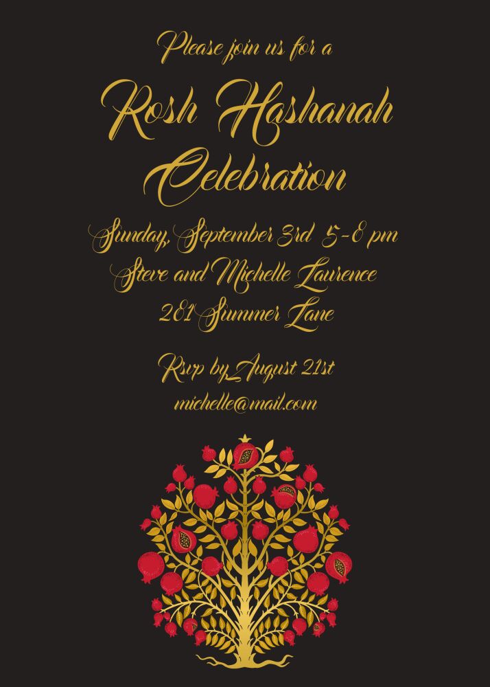 Red & Gold Tree of Life Invitation