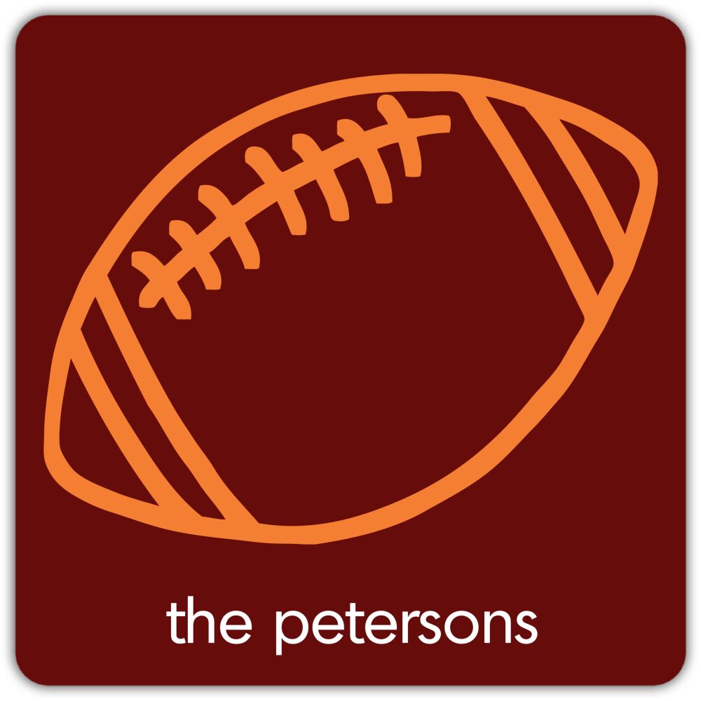 Football Maroon & Orange Personalized Coaster