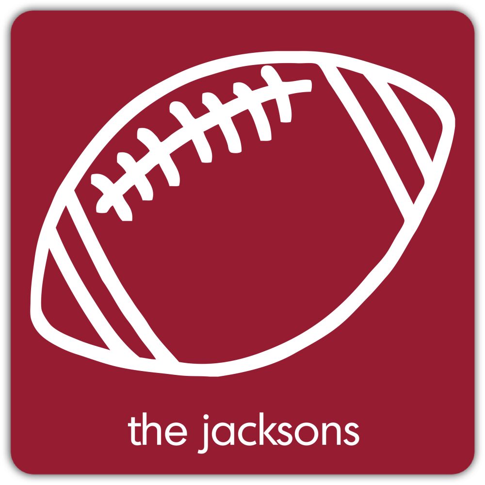 Football Crimson & White Personalized Coaster