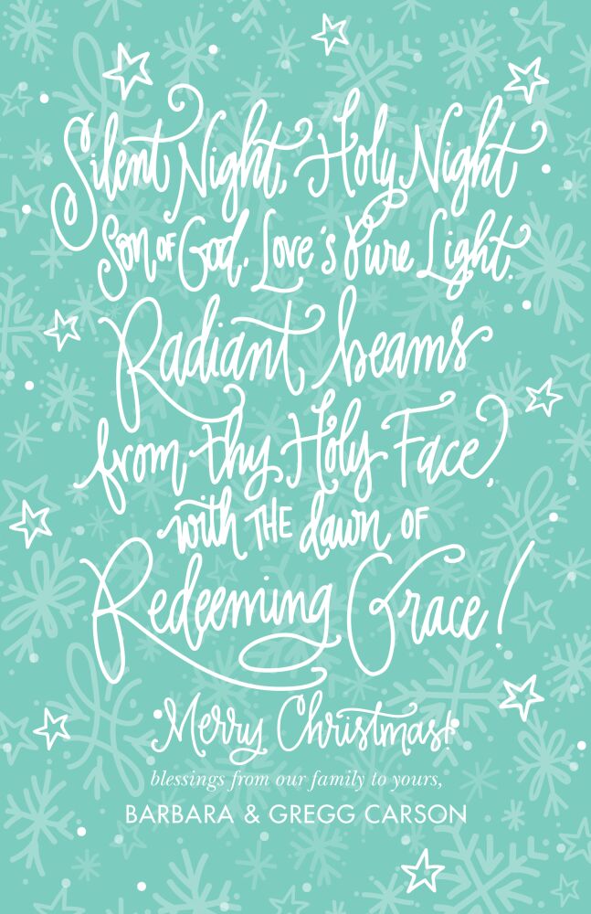 Snowflake Silent Night Holiday Greeting Card