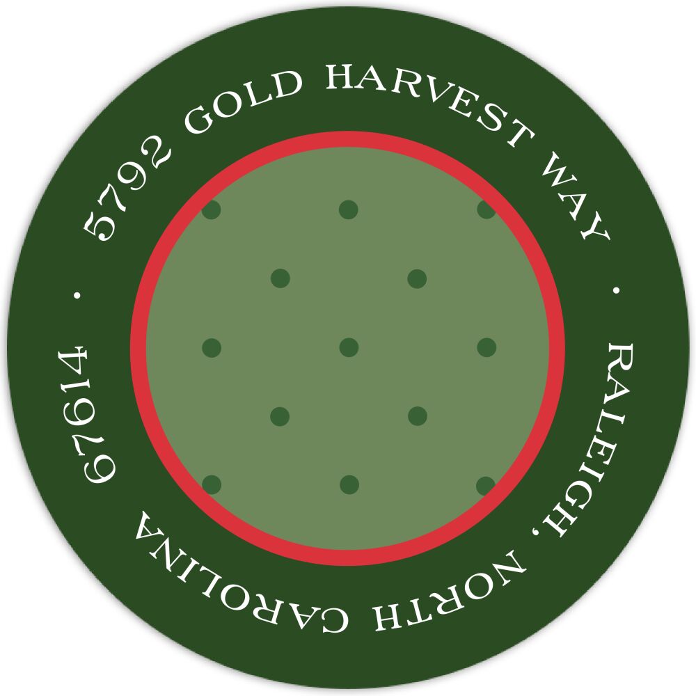 Christmas dots & more dots evergreen return address label