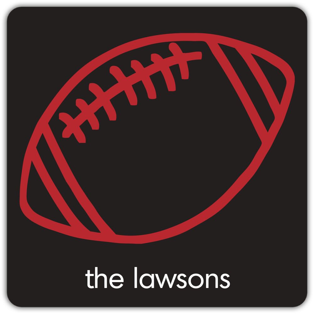 Football Black & Red Personalized Coaster