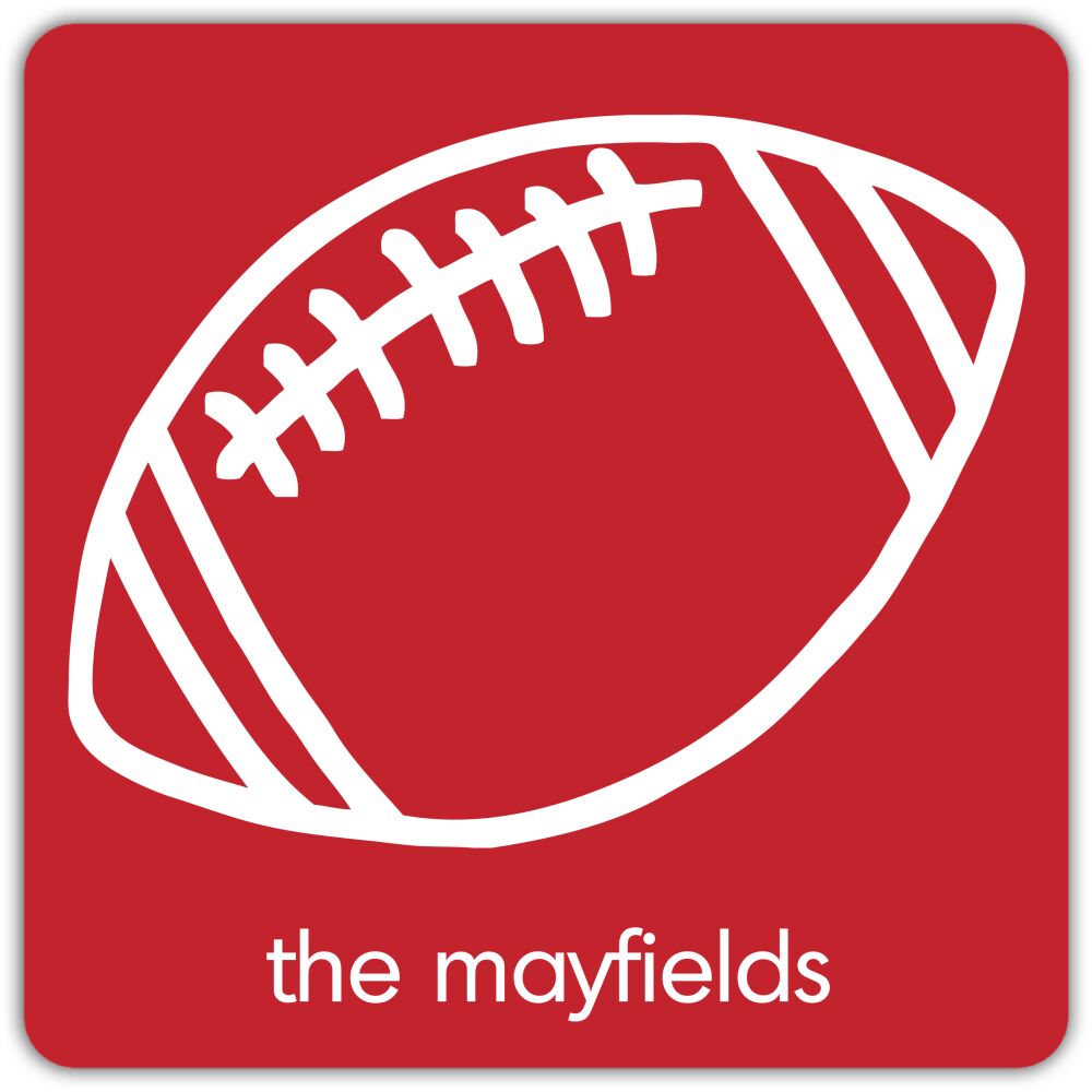 Football Red & White Personalized Coaster
