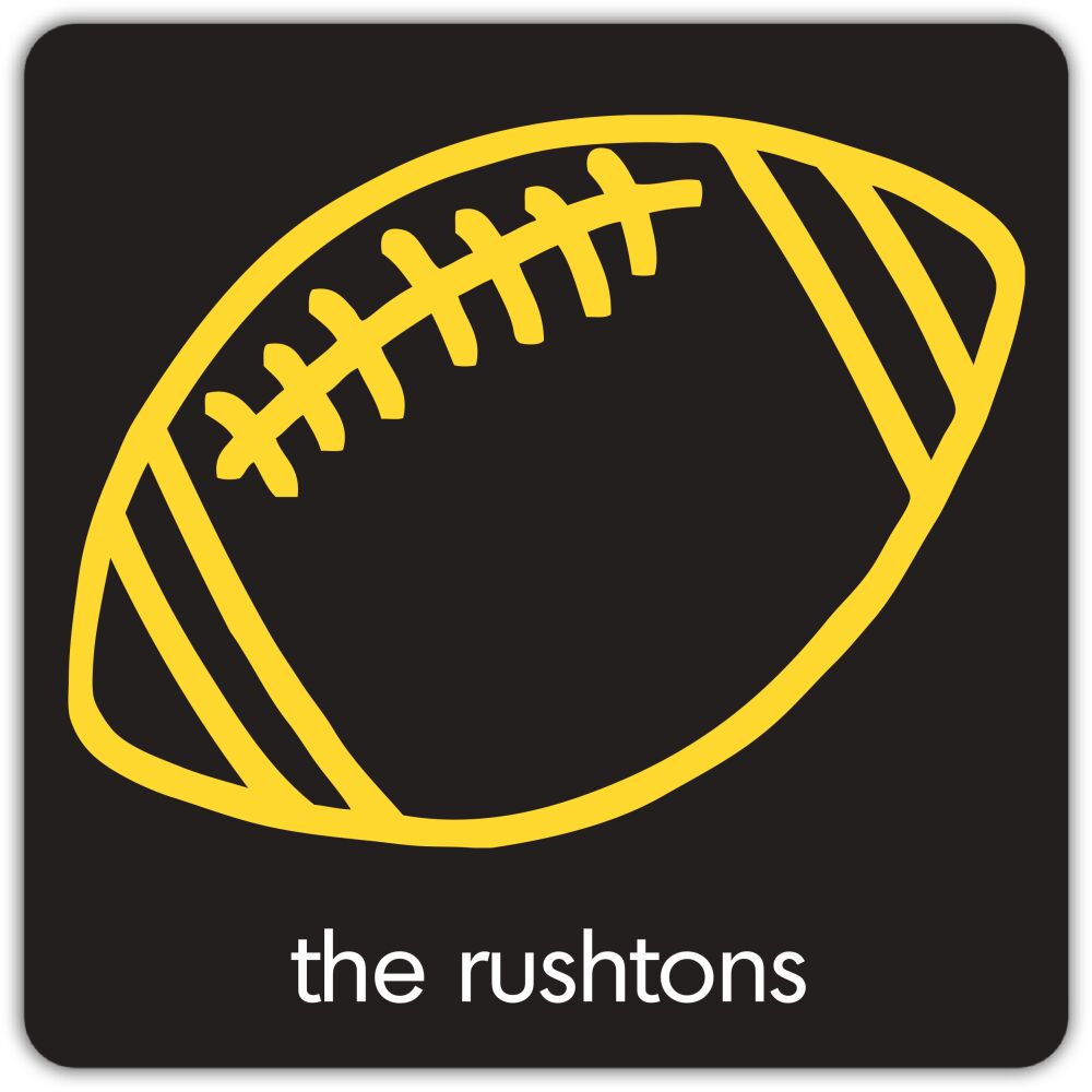 Football Black & Yellow Personalized Coaster
