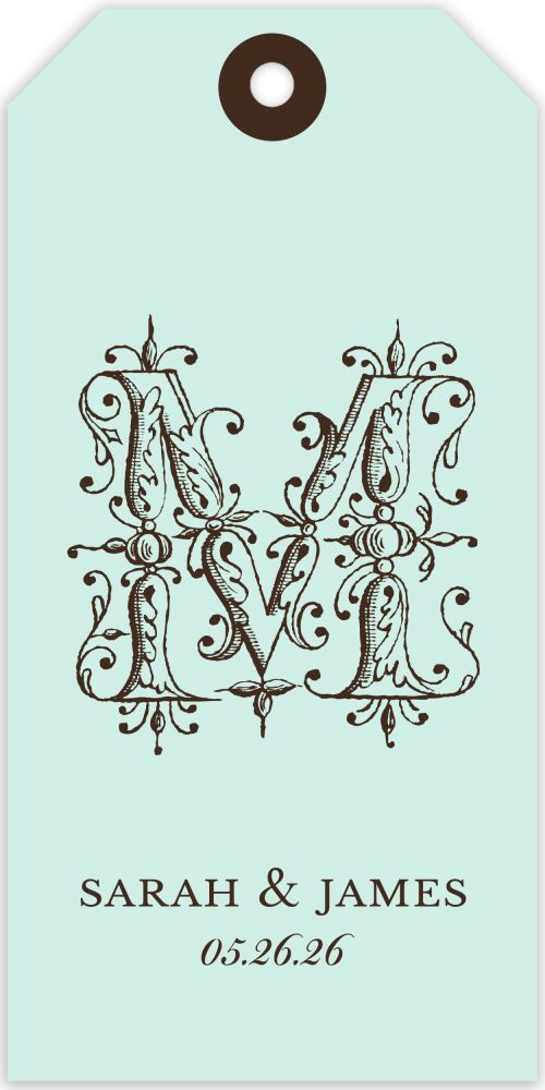 Ornate Letter Robin's Egg Gift Tag