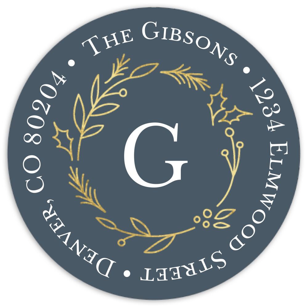 Holly Monogram Round Address Sticky