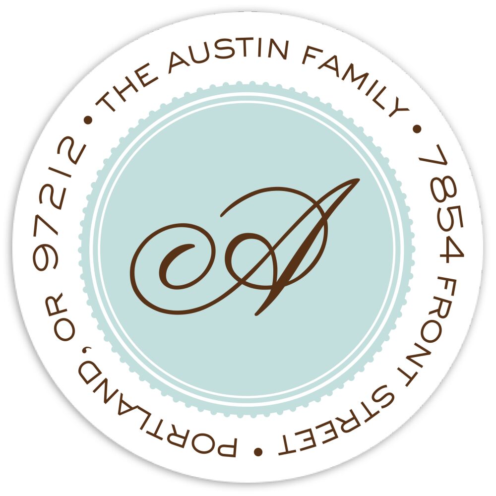 Three's A Charm-Blue Round Address Sticky