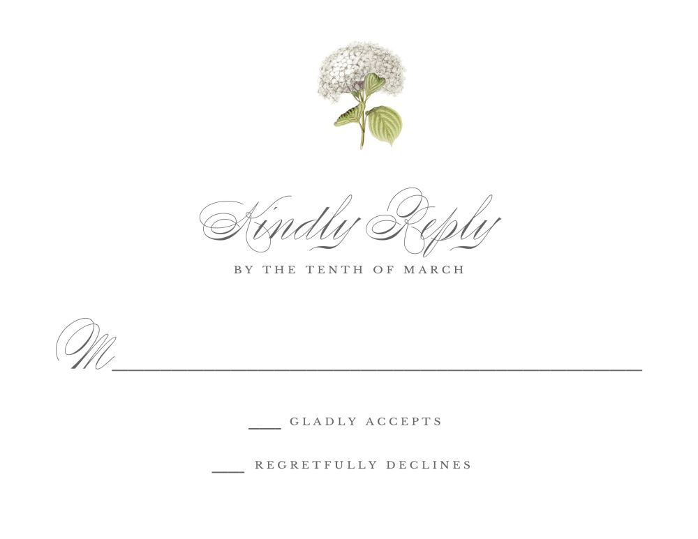 Modern Hydrangea Reply Card