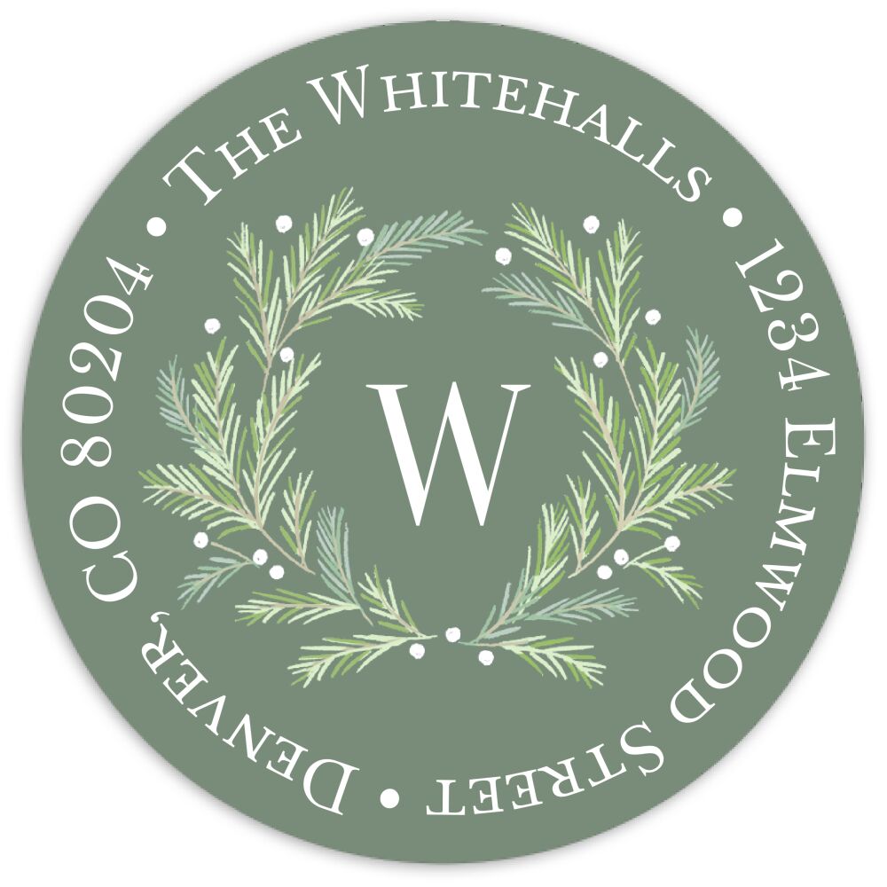 Rosemary Wreath Round Address Sticky