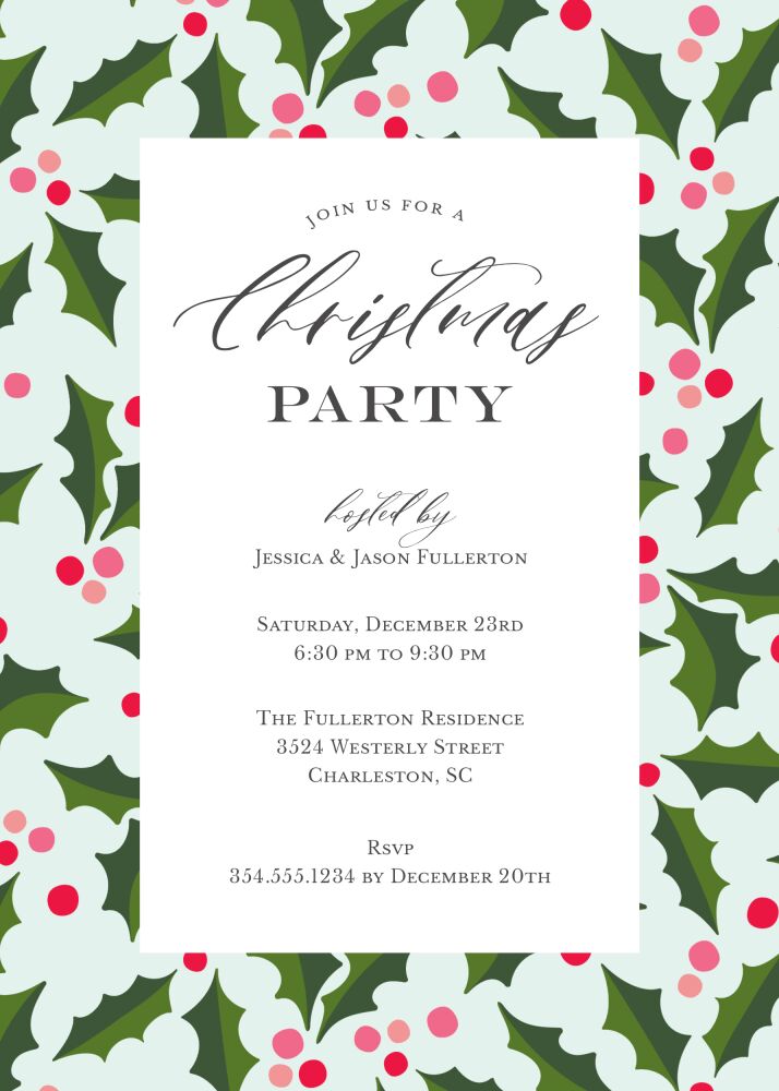 Holly Border Invitation