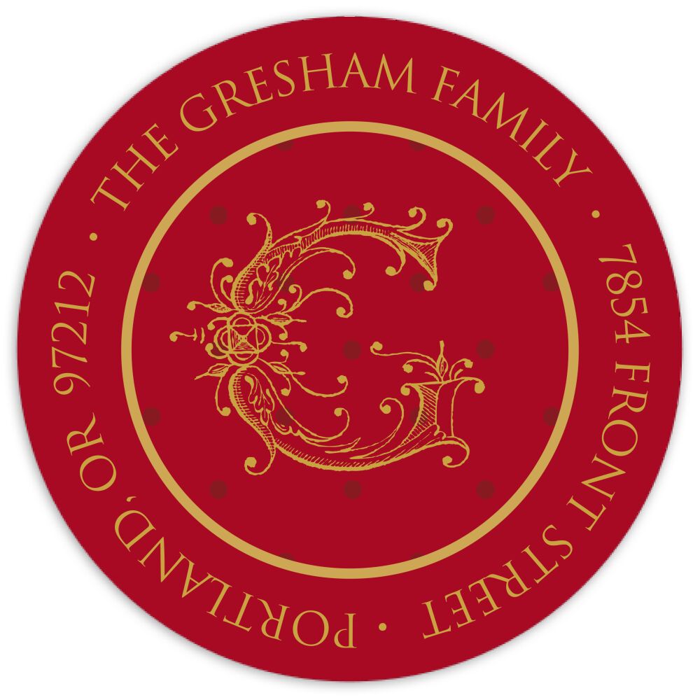 Holiday Elegance - Red Round Address Sticky