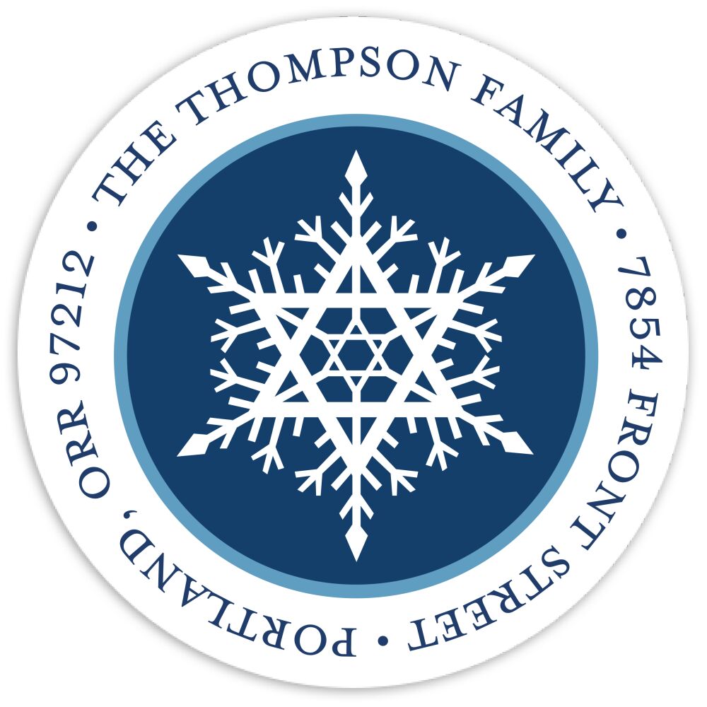 Hanukkah Snowflakes Round Address Sticky