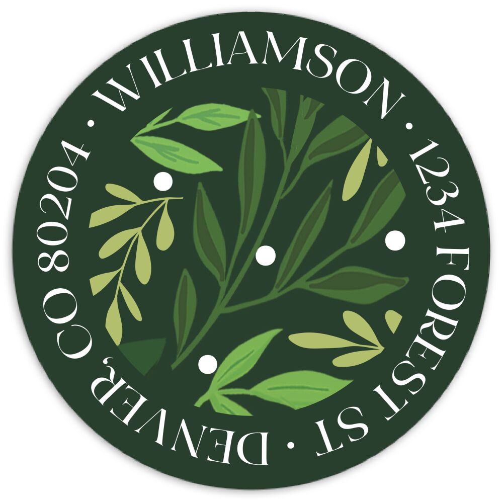 Woodland Brocade  Round Address Sticky
