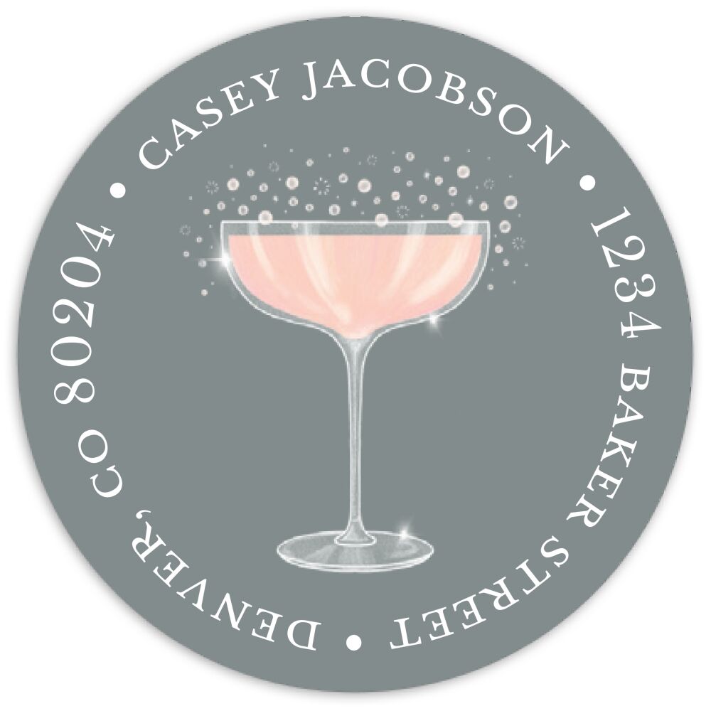 Bubbly Bride Round Address Sticky