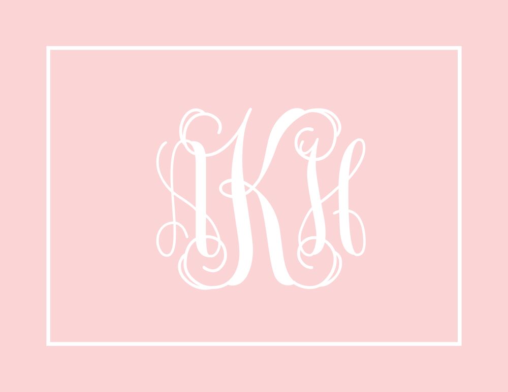 Pink Monogram Folded Notecard