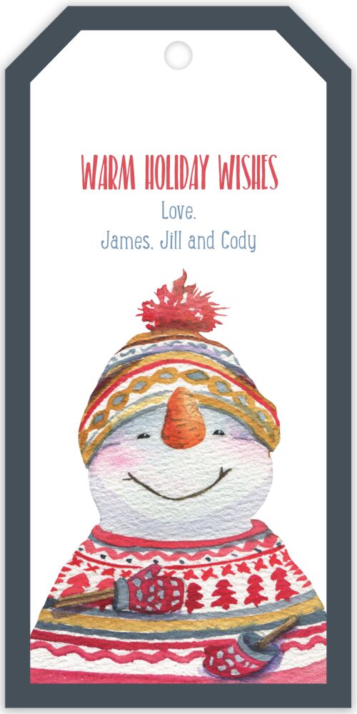 Bundled Snowman Hanging Gift Tag