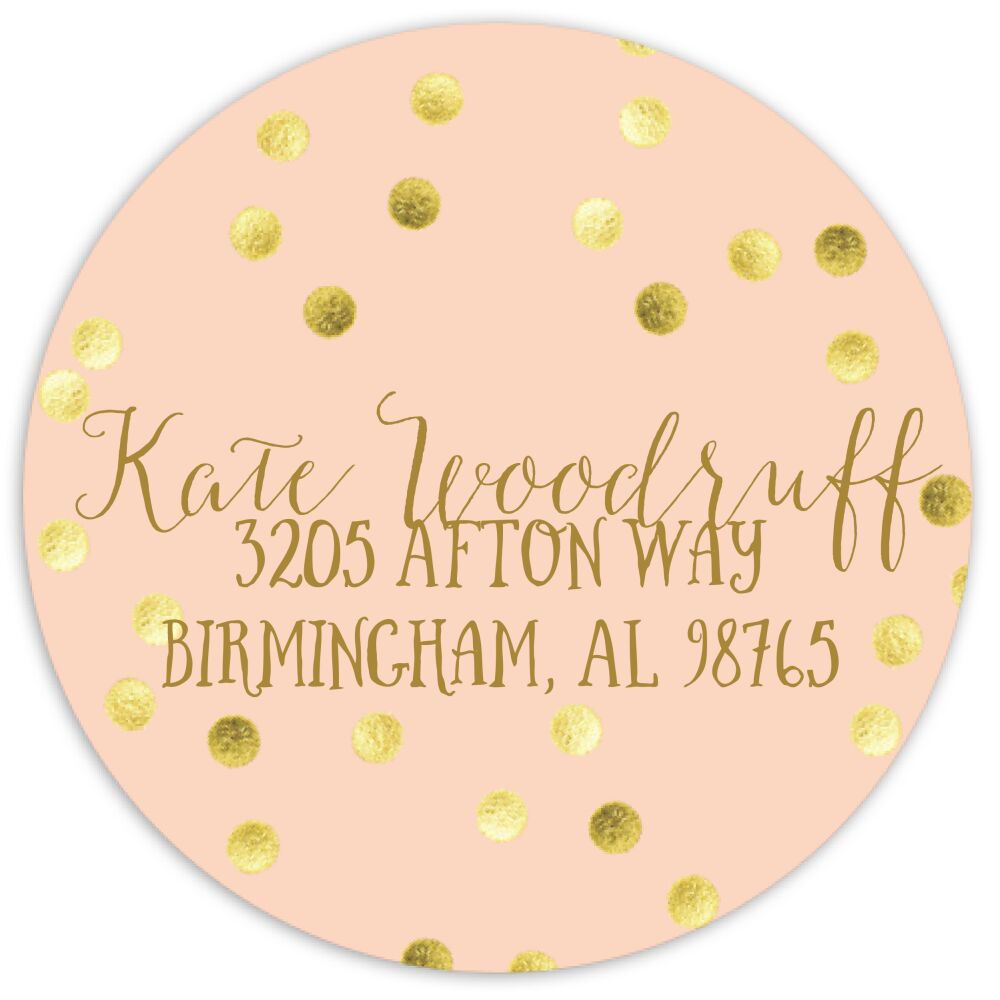 Glittery Gold Polka Dots Return Address Label
