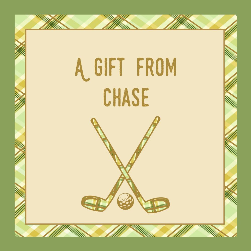 Plaid Golf Square Gift Sticker