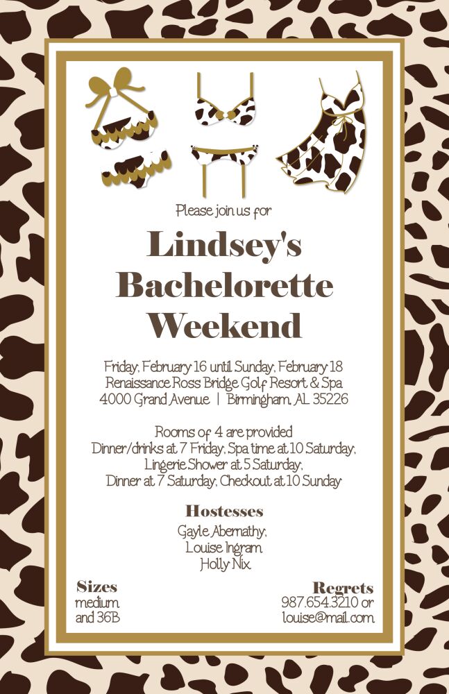 Leopard Lingerie Shower Invitation