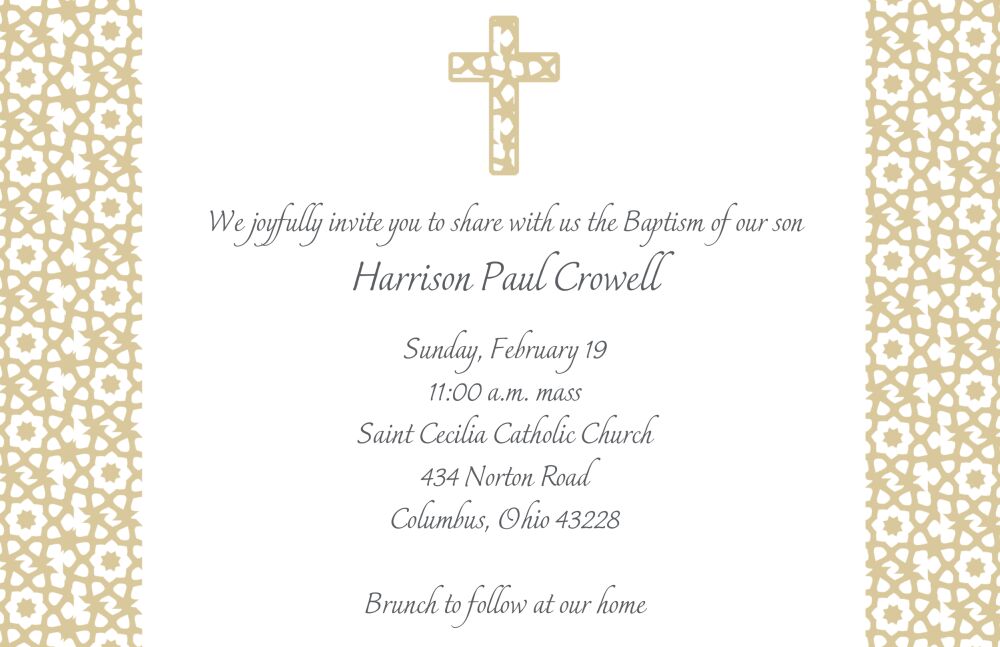 Elegant Beige Cross Invitation