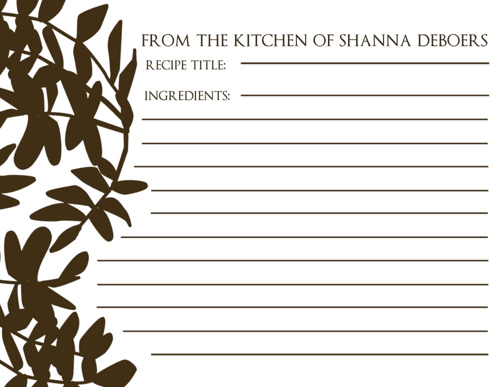 Floral Leaf Recipe Card