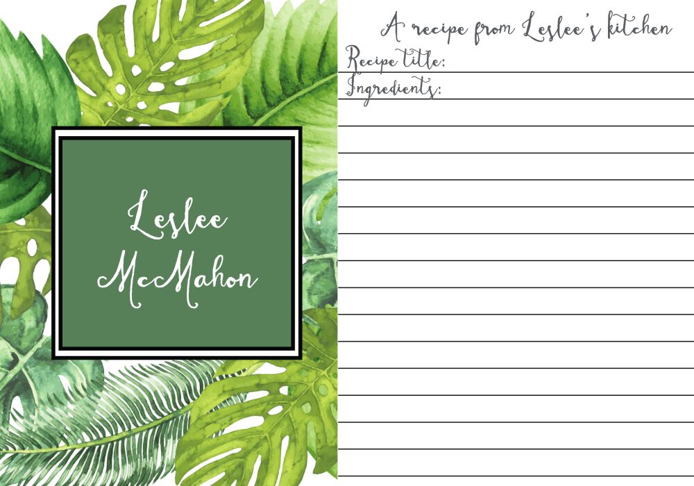 Tropical Leaves Recipe Card