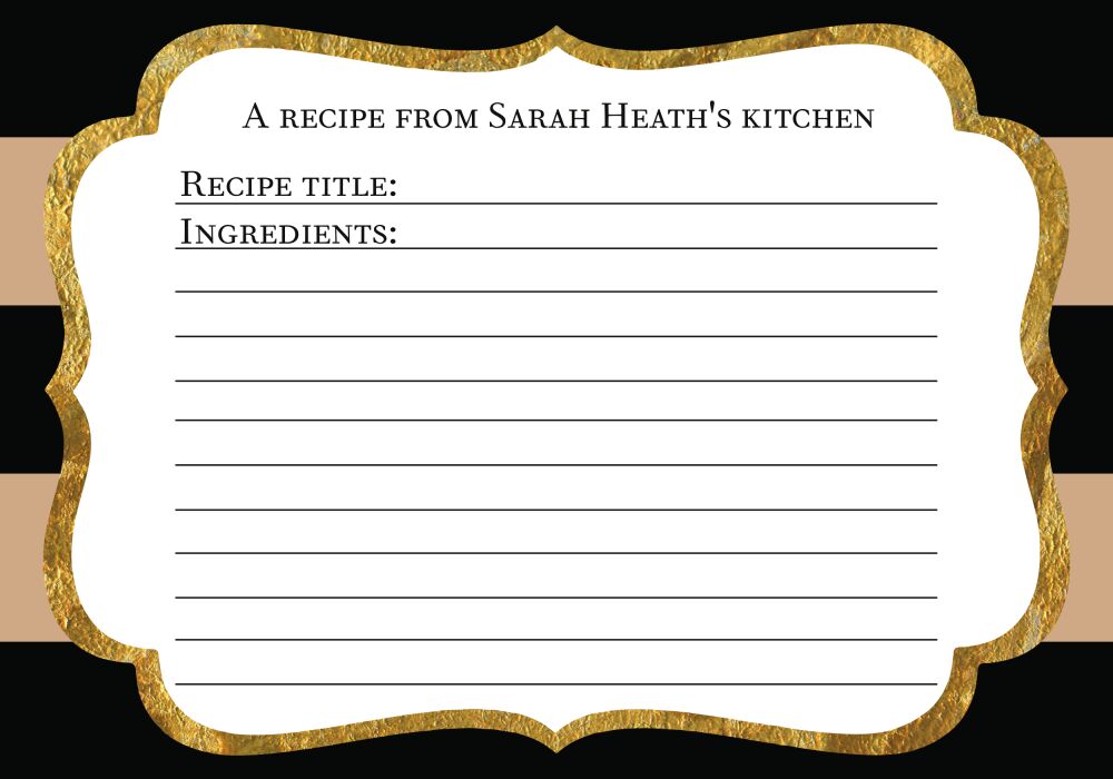 Black & Taupe Glitter Frame Recipe Card