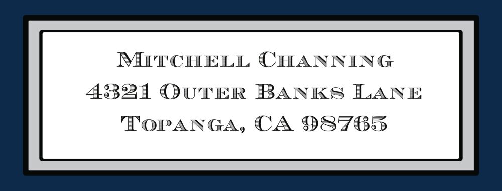 Navy & Silver Border Return Address Label